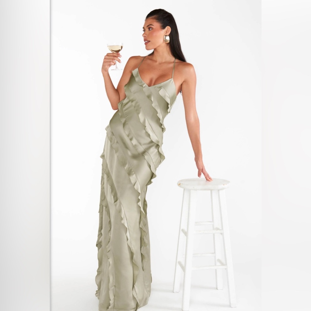 Show Me Your MuMu Sage Ruffle Maxi Dress